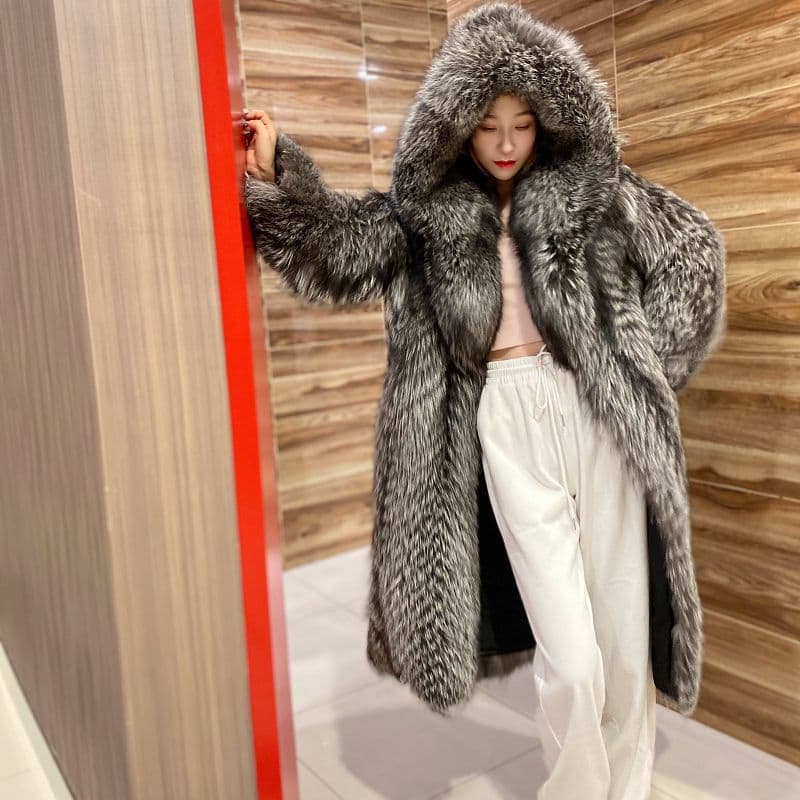 Women's Clothing Autumn And Winter Fur Coat Long Coat Fashion Hooded Coat Winter Windbreaker