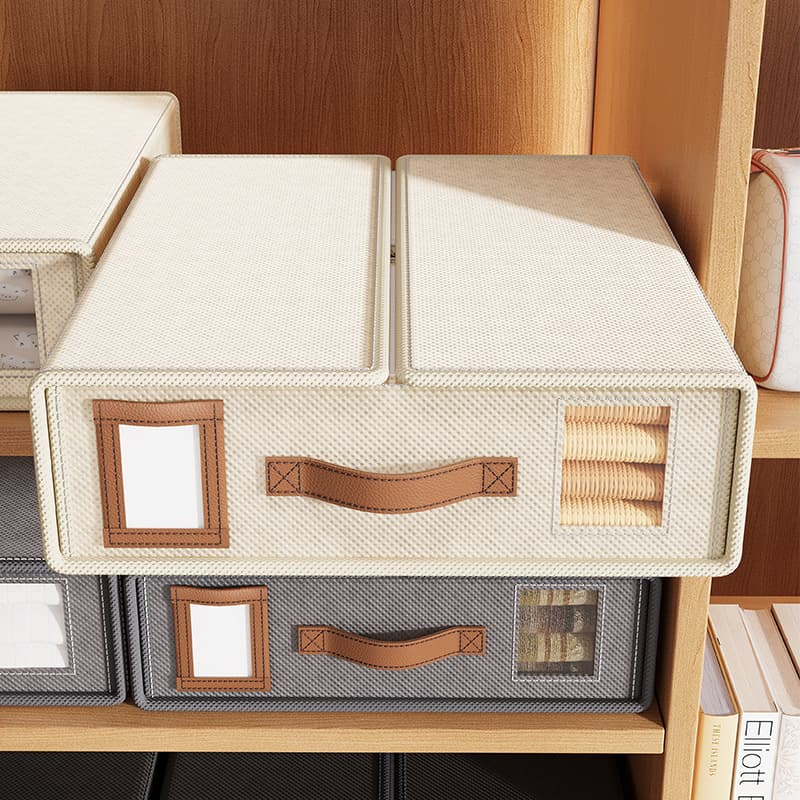 Breathable Non Woven Storage Box With Lid Large Foldable Organizer For Bedding Sets Clothes Seasonal Items Fits In Closet Shelf