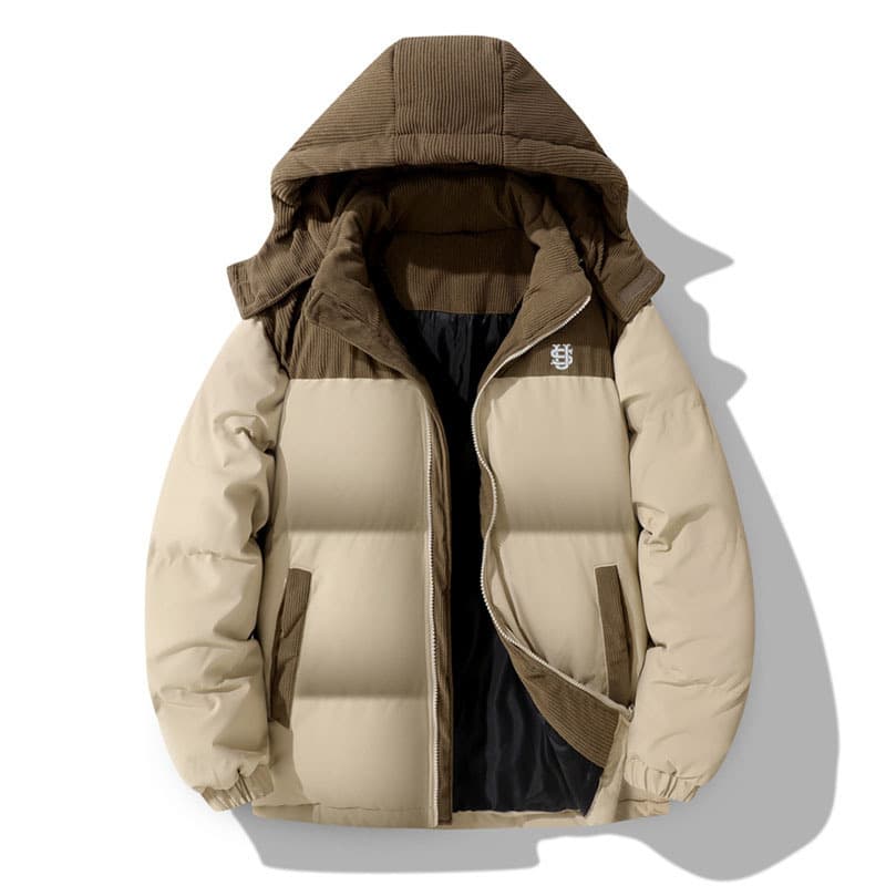 Men's Clothing Corduroy Cotton Coat Men's Winter Trend Loose Color Matching Cotton Coat Men's US Letter Style