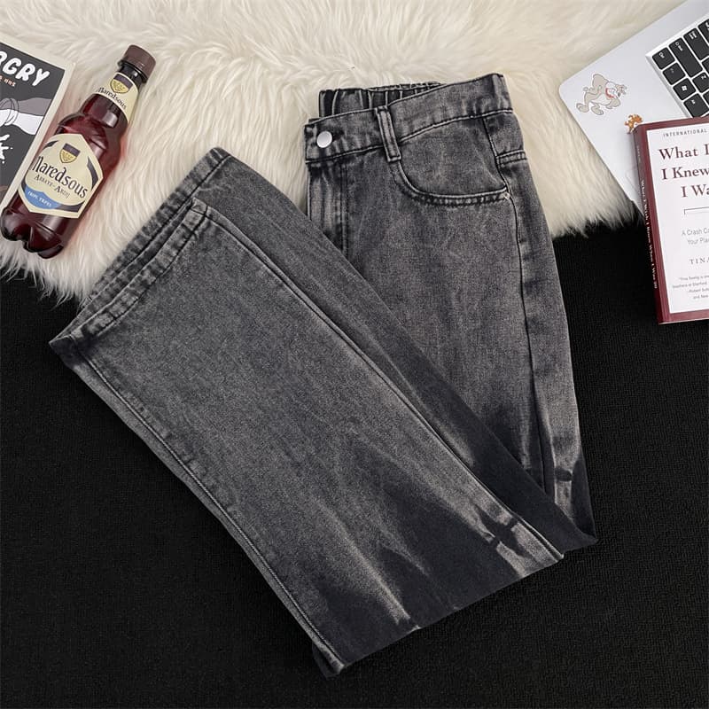 Men's Clothing Jeans 2025 Summer Men's American Narrow Version Slim Straight Semi Elastic Washed Flared Trousers