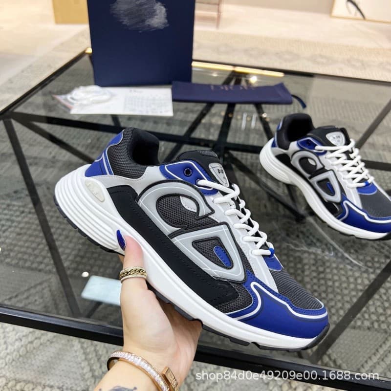 Chaussures de sport décontractées Guangzhou Goods CD Fashion B30, version haute, réfléchissantes, patchwork, pour papa, pour couple