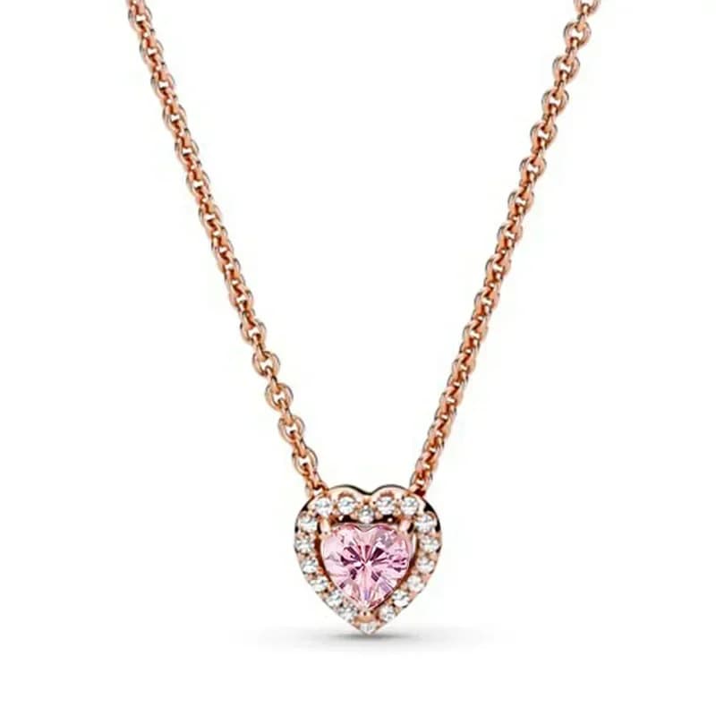 Collier en forme de cœur en argent S925 plaqué cuivre blanc de la série Love