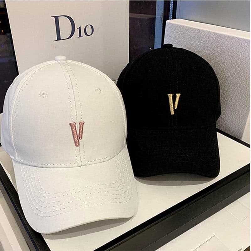 Hat Children Korean Street Embroidery V Couple Duck Tongue Hat Casual Versatile Baseball Hat Show Face Small Fashion Sun