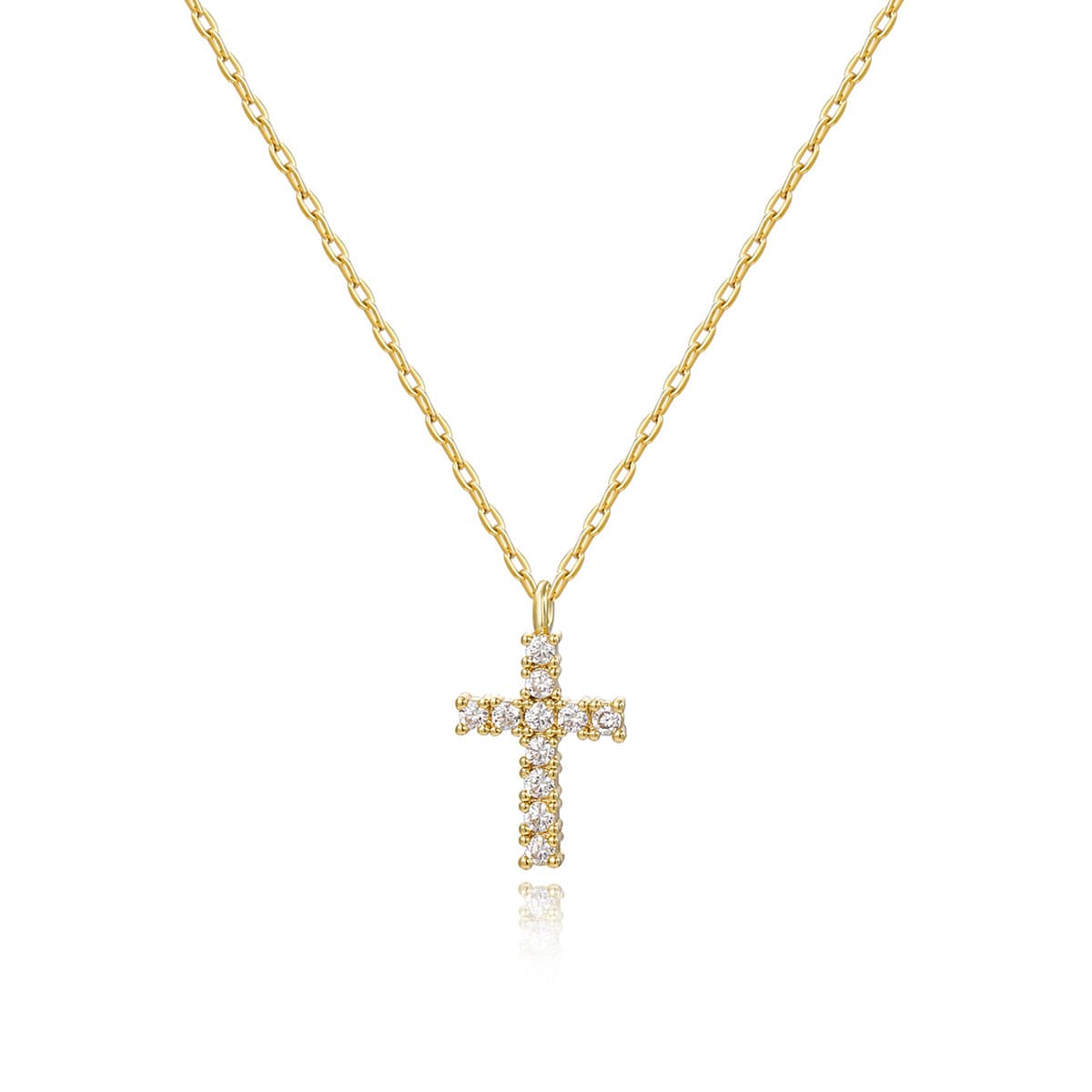 Copper zirconium cross gold ladies necklace exquisite versatile gold plated ladies pendant