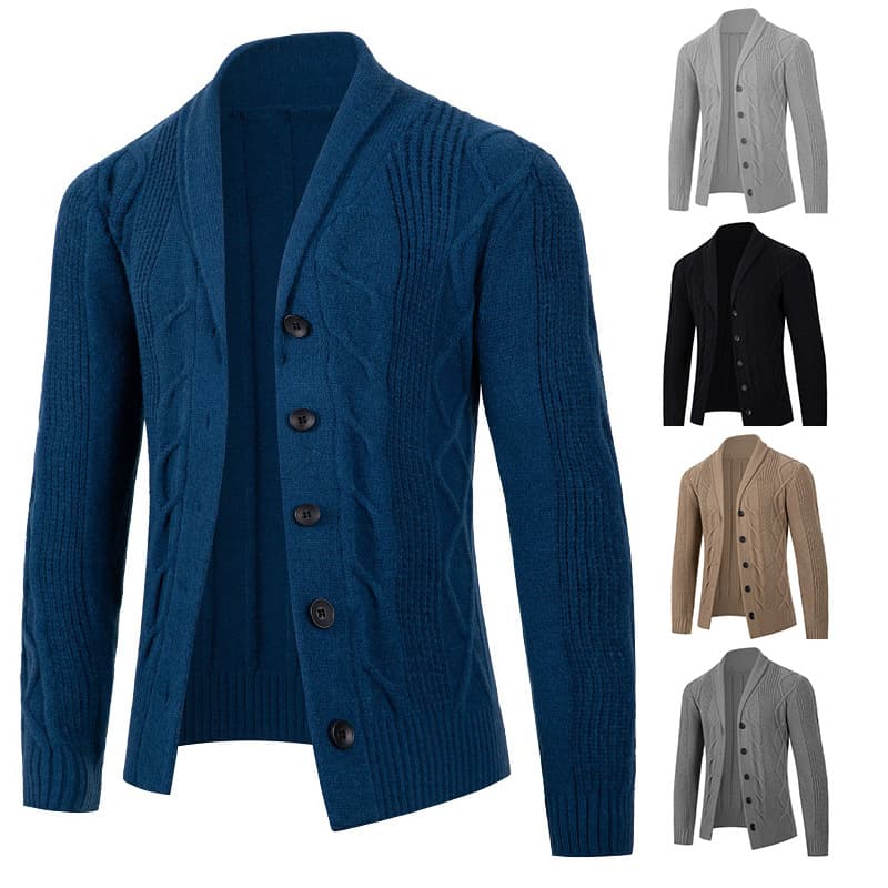 2023 autumn and winter men's sweater jacket casual popular single-breasted lapel long-sleeved knitted cardigan