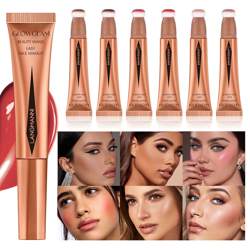 Langmanni New Air Cushion Shaping Powder Blusher Highlight Combination Multi Color Optional Makeup