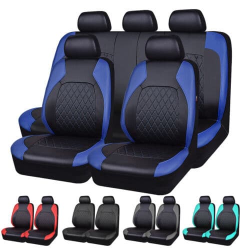 9pcs/set Quilted Car Seat Cover Single Line Bracket Leather PU Leather For Automobiles