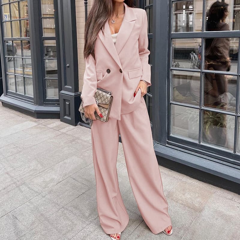Women's new fashion long-sleeved casual loose suit trousers suit two-piece set