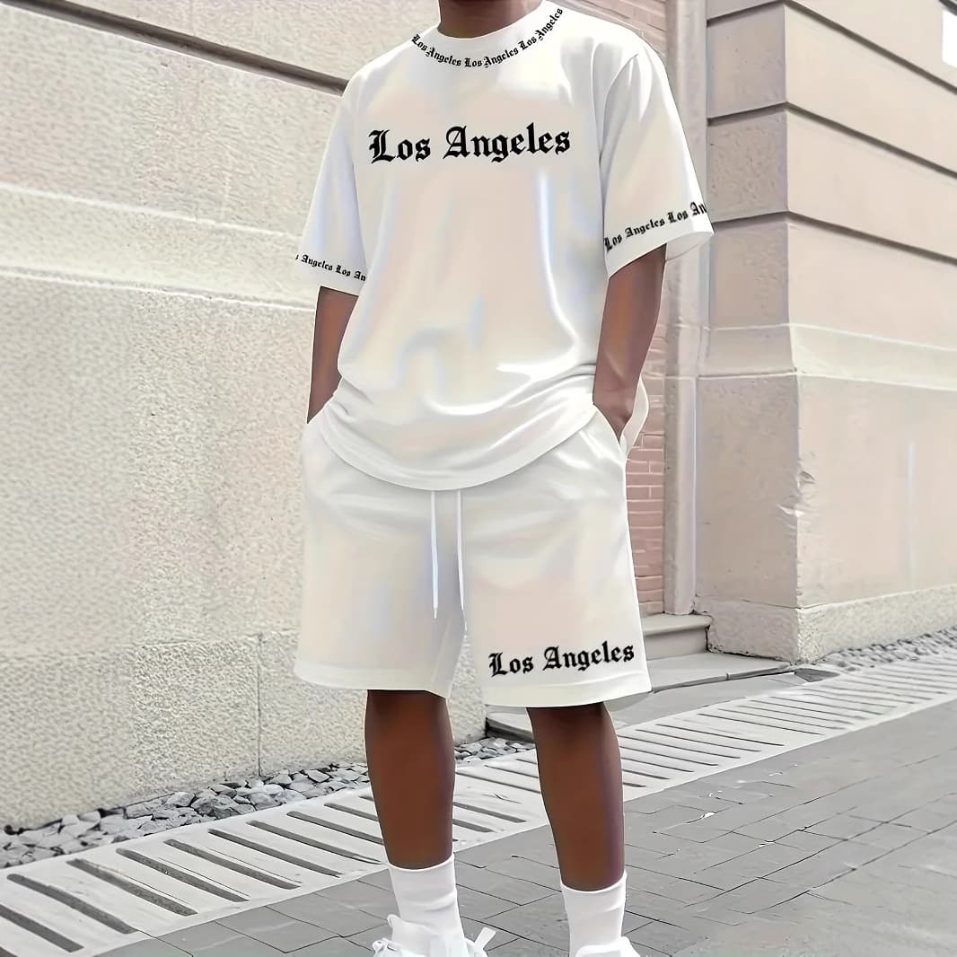 Men's Casual Short Sleeve Graphic T-Shirt Set - Breathable & Lightweight Summer Tee With 3D Print, Comfort Fit For Streetwear & Daily Wear