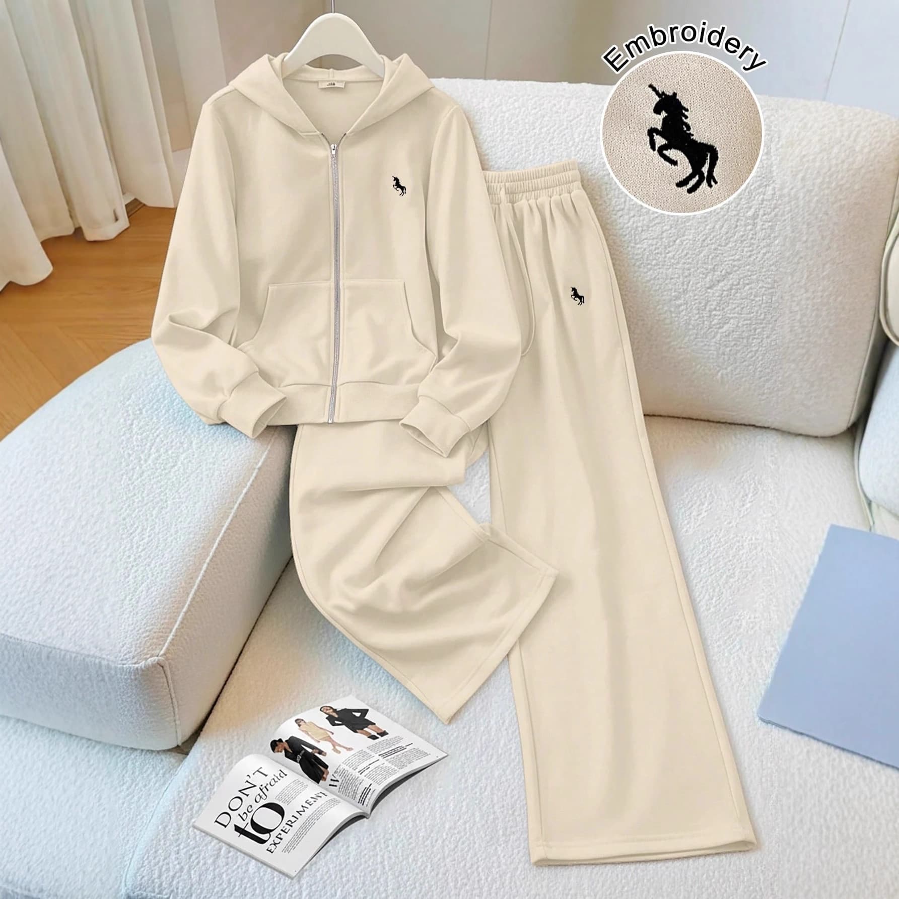 Premium Women's Casual Tracksuit Set - Autumn Winter Fashion Outfit With Zipper Pocket (Beige/Brown, S-Xxl)