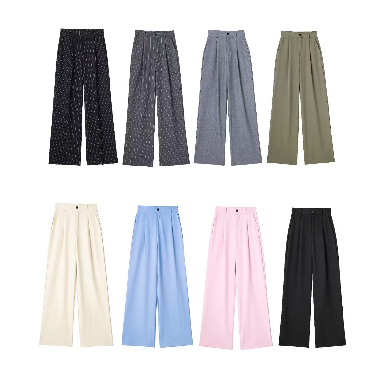 Women's clothing New Women's High Waist Pants Casual Wide Leg Long Pants 8YS7231