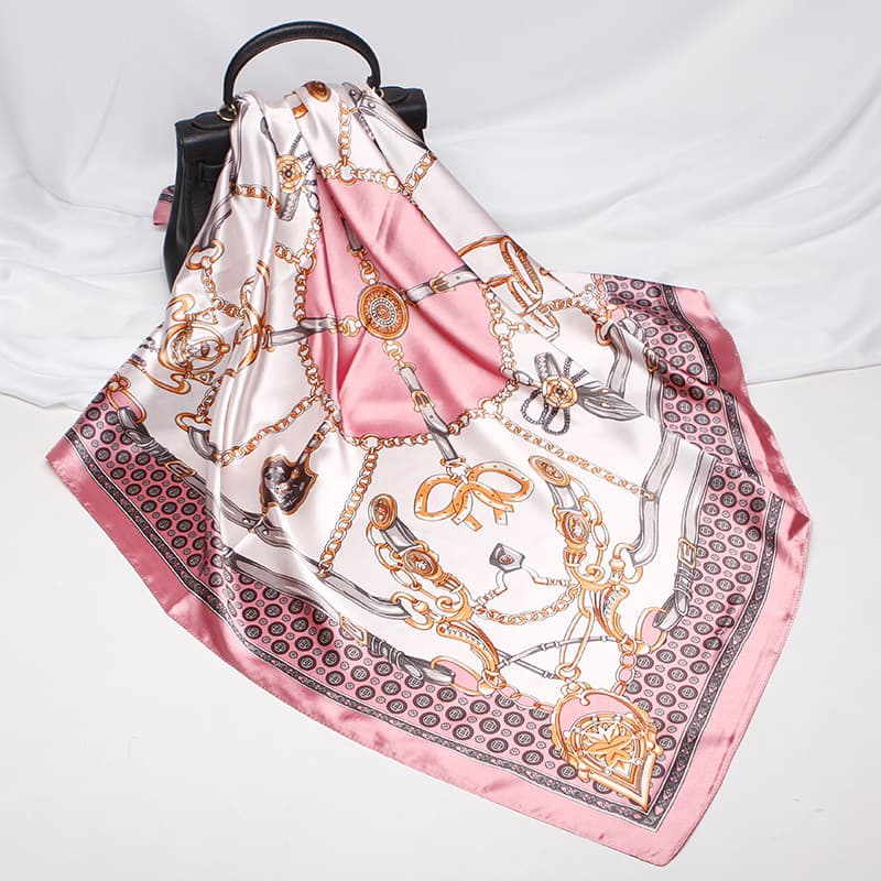 Muslim Headscarf Women's Silk Imitated Large Square Scarf Gift Scarf Print Color Ding Scarf