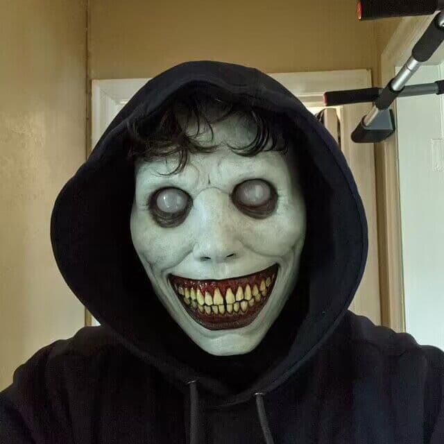 Halloween COS smiling exorcist white eye demon mask