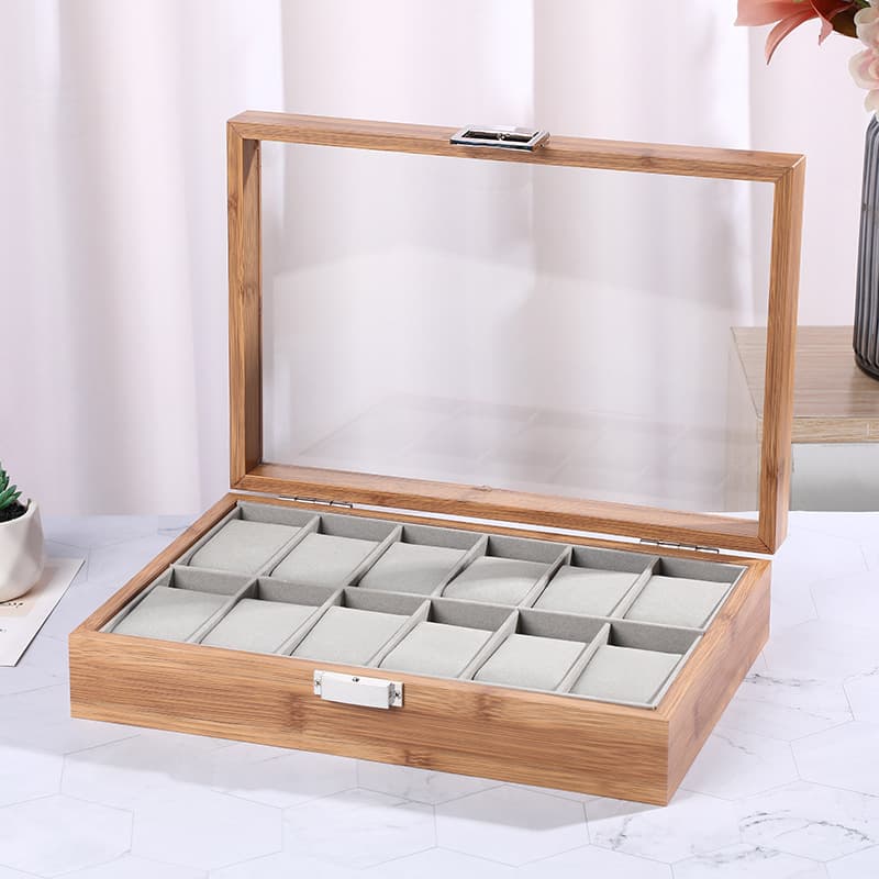 Luxury Rosewood Watch Box – Large Capacity Display Case With Bamboo & Wood Jewelry Storage