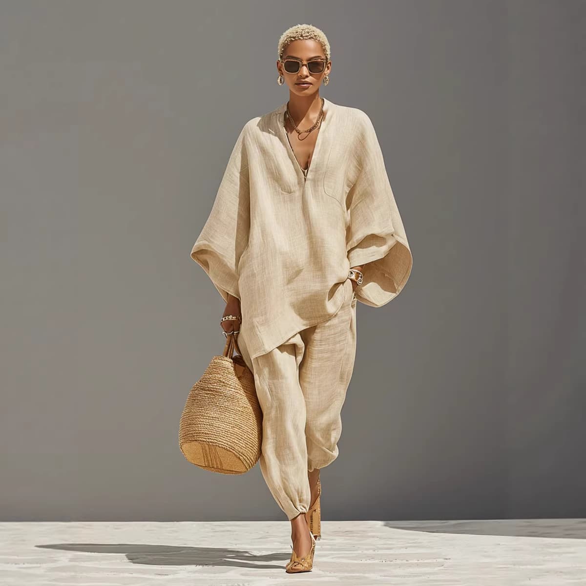 Women's Clothing Women's Casual Style Batwing Sleeve V Neck Relaxed Loose Fit Suit Spring Summer Fashion For Formal & Casual For Women