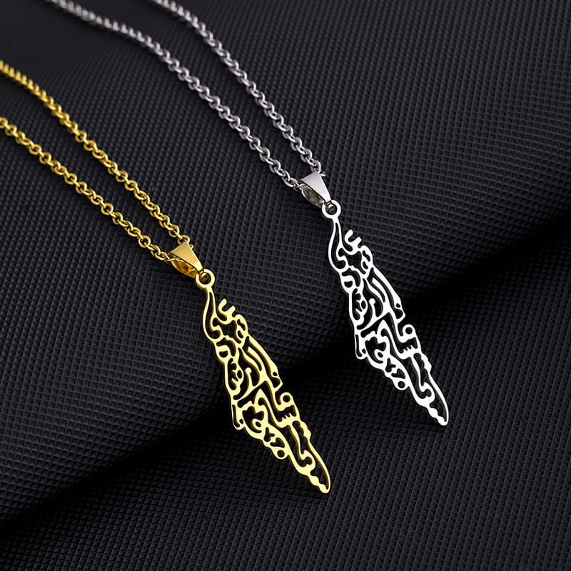 Stainless Steel Israel And Palestine Map Necklace Unisex Geometric Titanium Pendant Fashion Jewelry