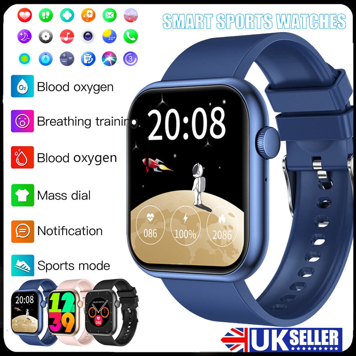 2024 Smart Watch For Men/Women, Waterproof Smartwatch Bluetooth IPhone Samsung *