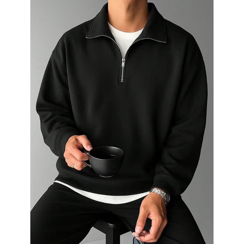 American Retro Solid Color Lapel Sweater Men's Spring And Autumn 2026 New Cross-border Foreign Trade Loose Trend Top