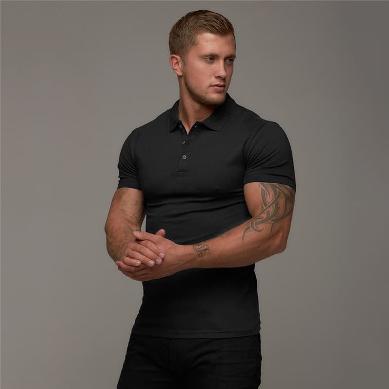 Men's Quick-drying Tights, Polo Shirts, Summer Lapels, Short-sleeved T-shirts, Quick-drying, High-elasticity, Ice Silk, Running Training Clothes