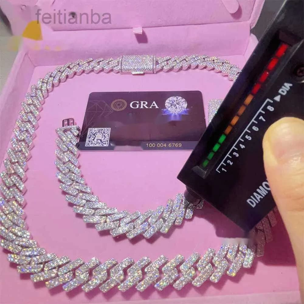 necs designer jewelry chains for 15mm bracelet men sier link chain pass diamond tester GRA VVS moissanite cuban