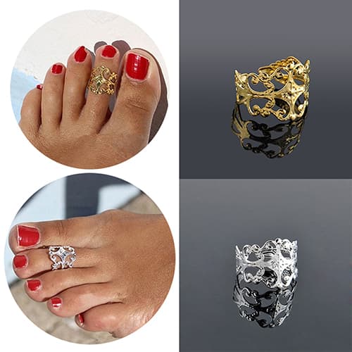 Shuosbai Women's Fashion Hollow Adjustable Beach Jewelry Open Toe Ring For Party Gifts