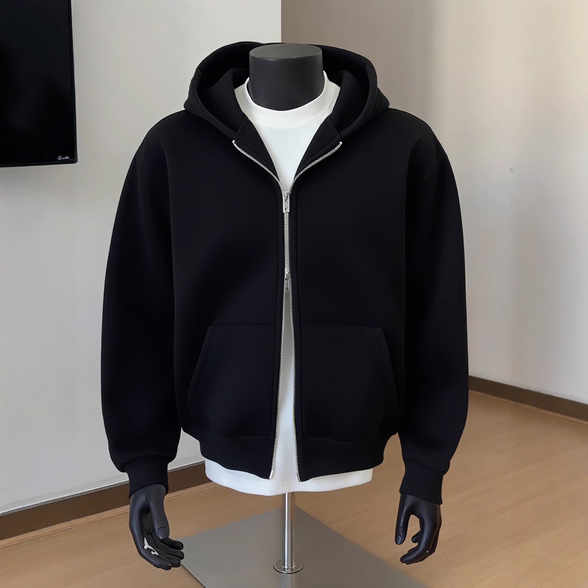 26 Years Old New Black Cardigan Sweater Men's Spring And Autumn Cleanfit Double-ended Zipper Jacket American Hoodie
