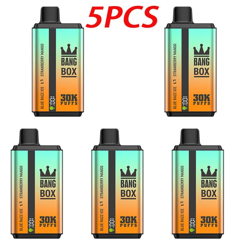 Lot de 5 vapes jetables à double saveur Bang Box 30 KPuffs, 35 ml, pré-remplies, 850 mAh, écran de type C