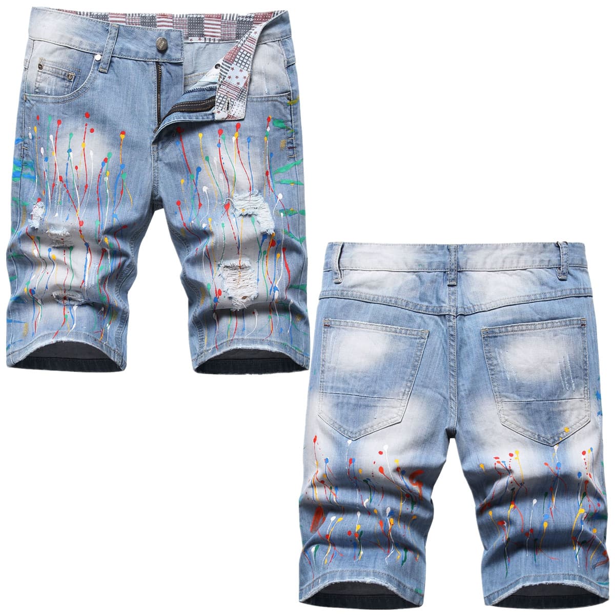 Men's clothing in stock 2024 ashion brand jeans straight men's slim trousers trendy youth Denim Shorts