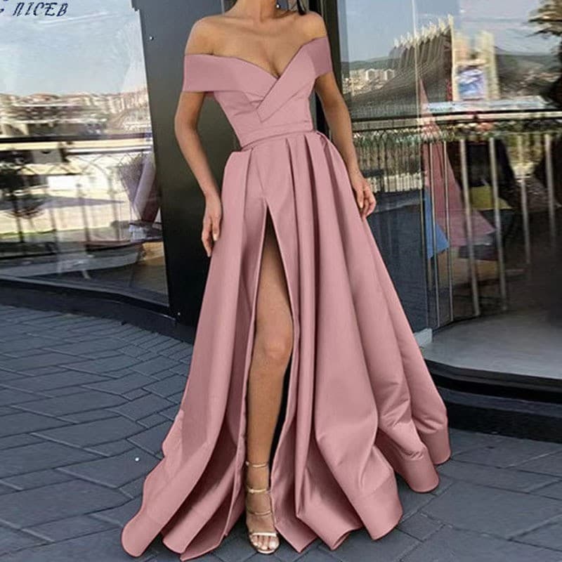 Women's deep V-neck ebay satin multi-color dress