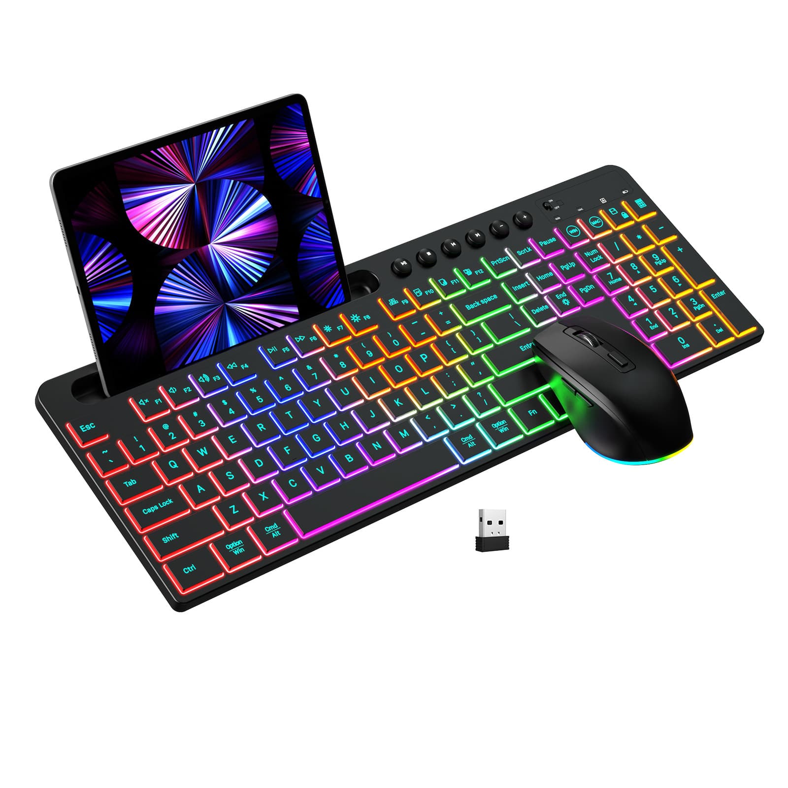 Wireless Keyboard And Mouse Set – 2.4G Silent Ergonomic Combo With Backlit Keys, Card Slot & USB Receiver (Plug & Play)​