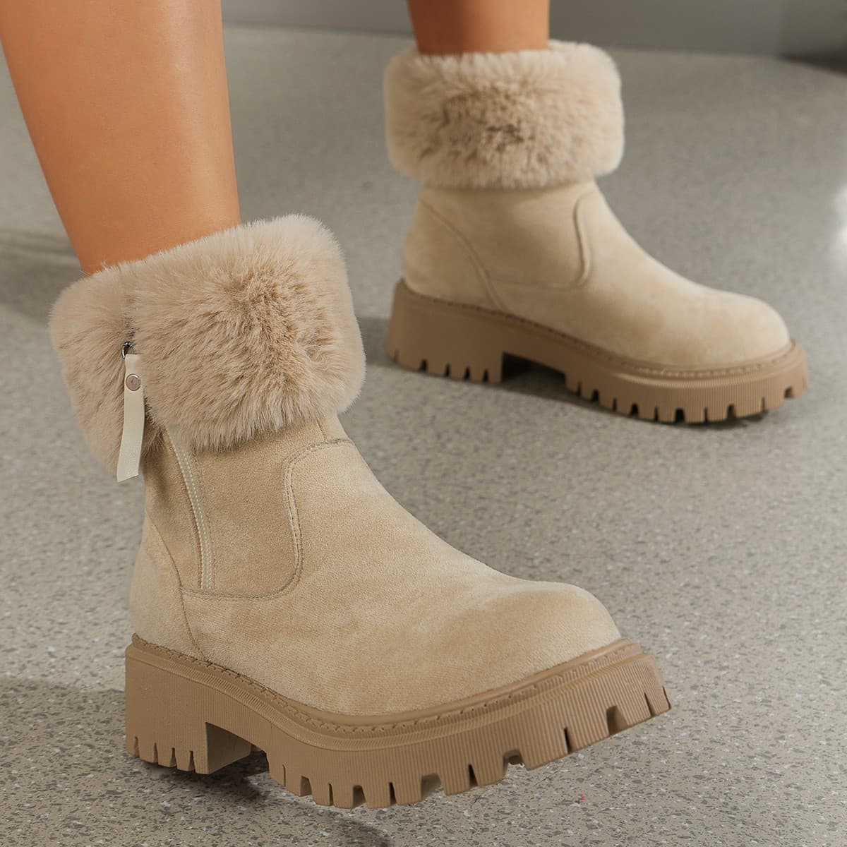 Large-size snow boots women's new autumn and winter short boots with wool and thick wear cotton shoes