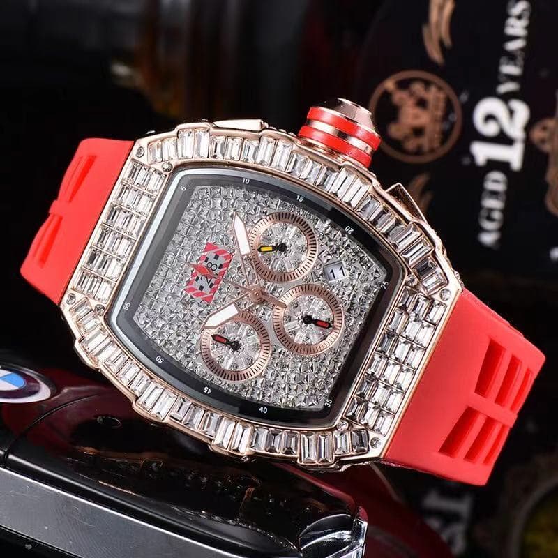 2023 carré diamant plein ciel étoile affaires hommes multifonctionnel calendrier Six broches en cours d'exécution deuxième montre à Quartz
