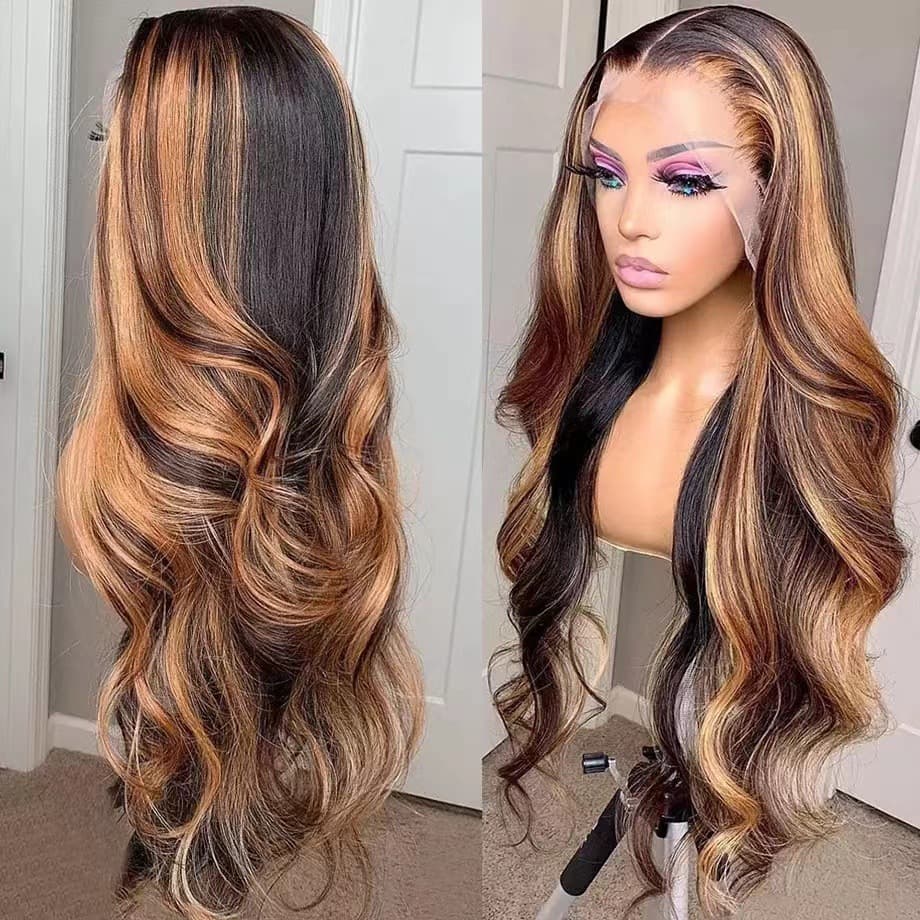 ladies wig long curly hair wig piano color lace headgear Highlight 13*4 lace Wig