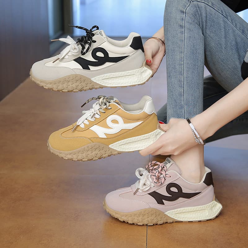 Thick Soled Shoes For Women New Color Matching Forrest Gump Shoes Casual All Match Non Slip Running Sports Dad Shoes
