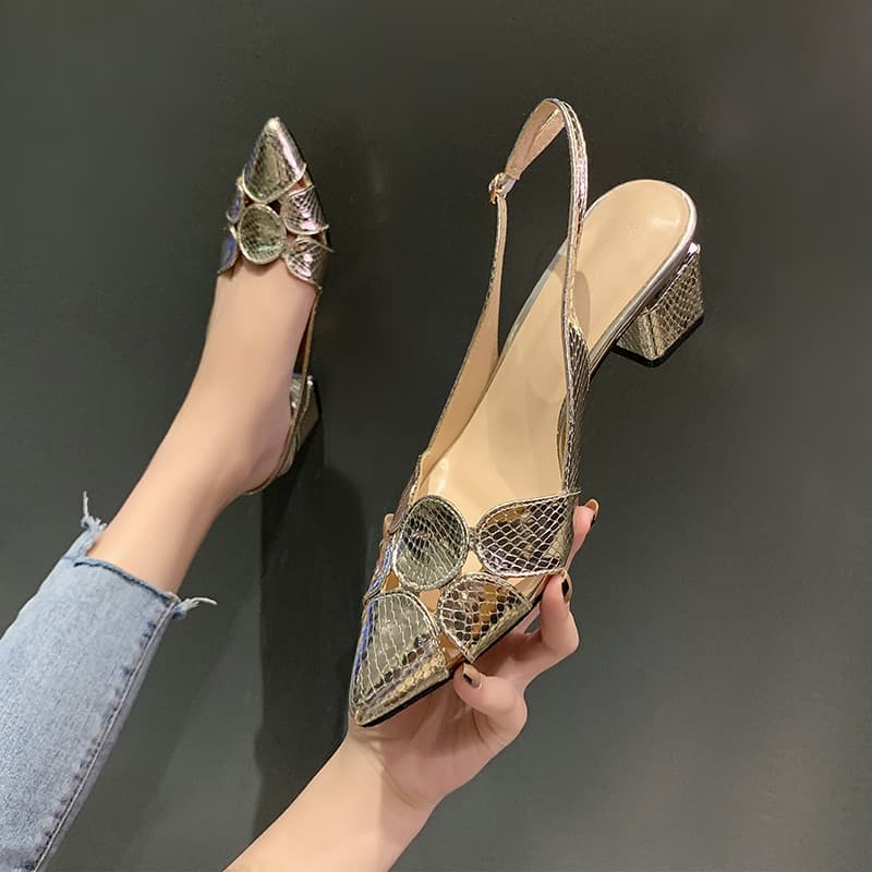 Fashionable Elegant High Sandals For Women 2022 Summer New European And American Style Chunky Heel Hollow Pointed Sexy