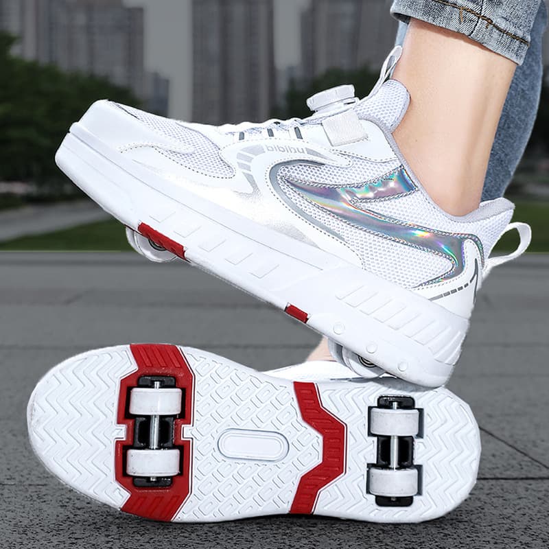Mother&Kids Four-wheeled roller skates children's roller skates Boy student roller skates invisible shrinkage deformation