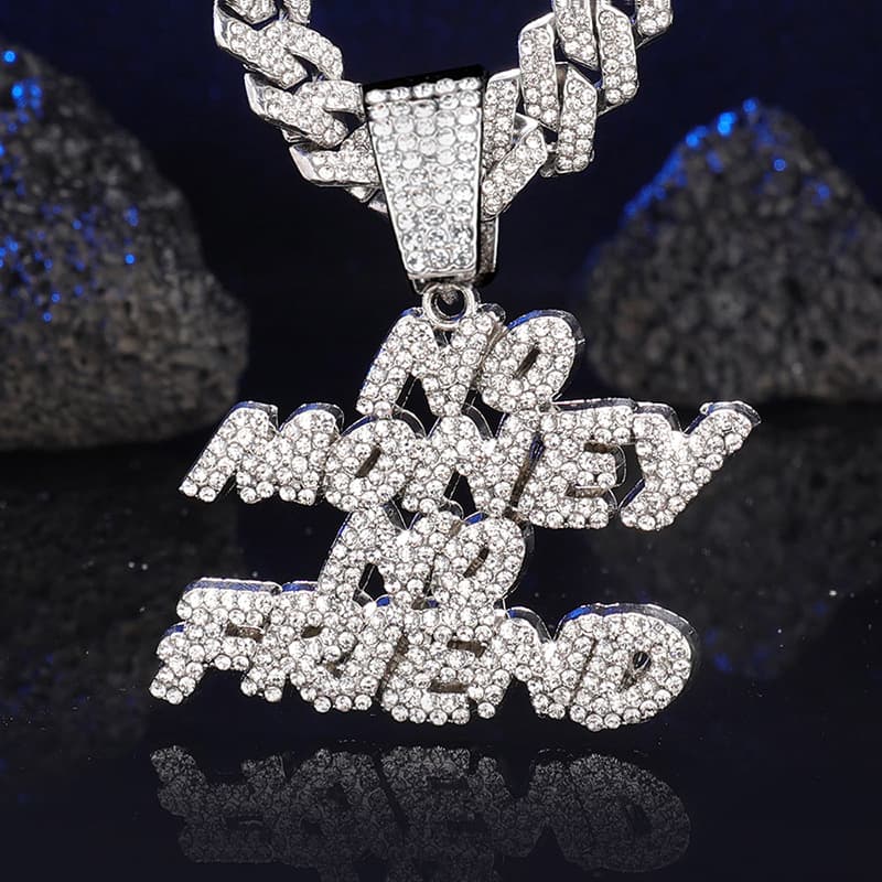New Letter Hip Hop Necklace Fashion Brand Light Luxury Versatile Alloy Water Diamond Cuban Chain Necklace