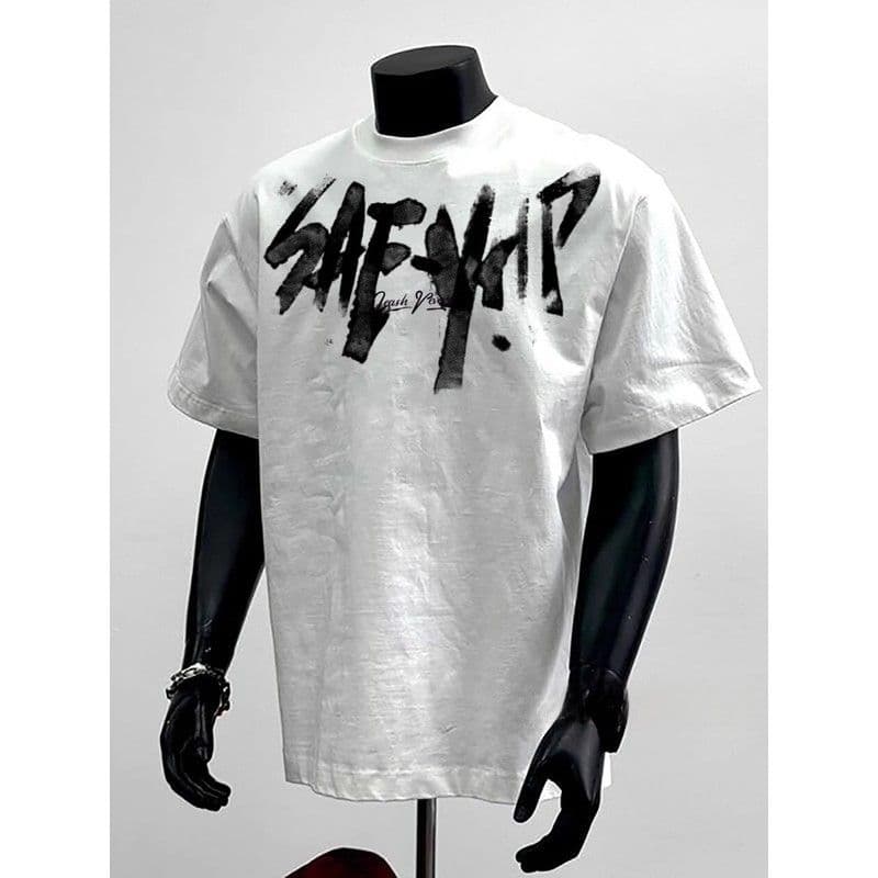 American Retro Trendy Brand Letter Printing T-shirt Men's Oversize Versatile Half-sleeve T-shirt Top