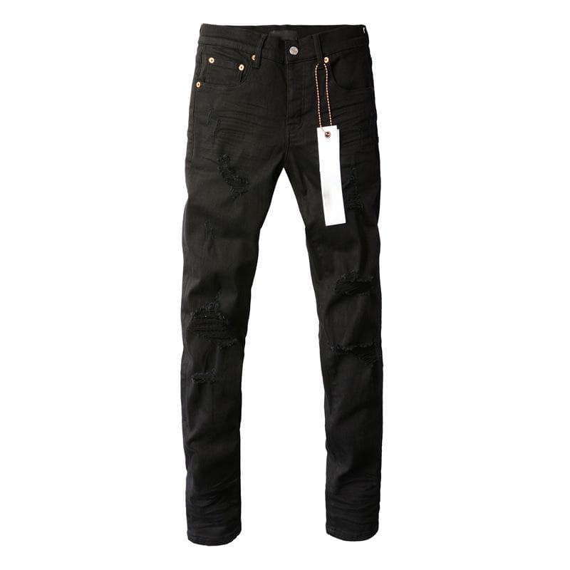 Jean déchiré violet de haute qualité pour homme, style streetwear