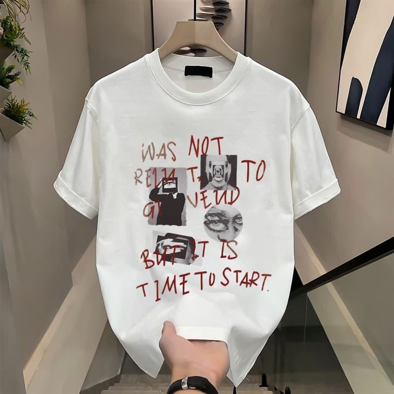 Men's Clothing Vintage Creative Printed Short Sleeved T Shirt Ins Trendy Retro Half Sleeved T Shirt
