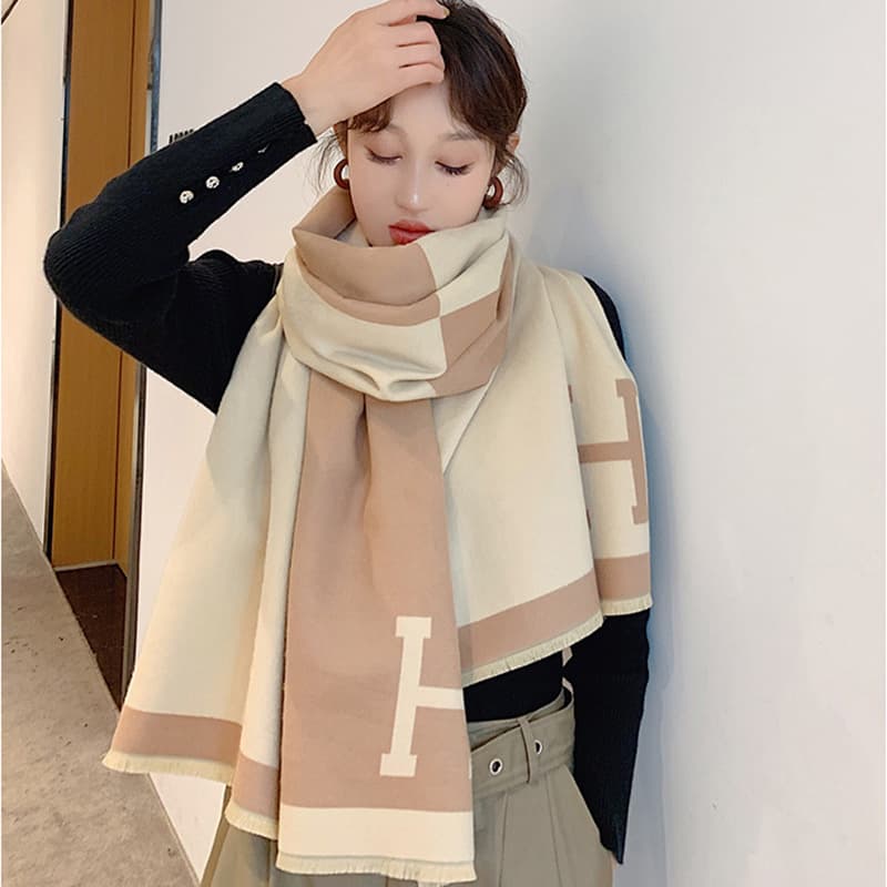 Écharpe pied-de-poule simple pour femme, nouvelle collection automne-hiver, légère et luxueuse, longue section, châle chaud en cachemire épais