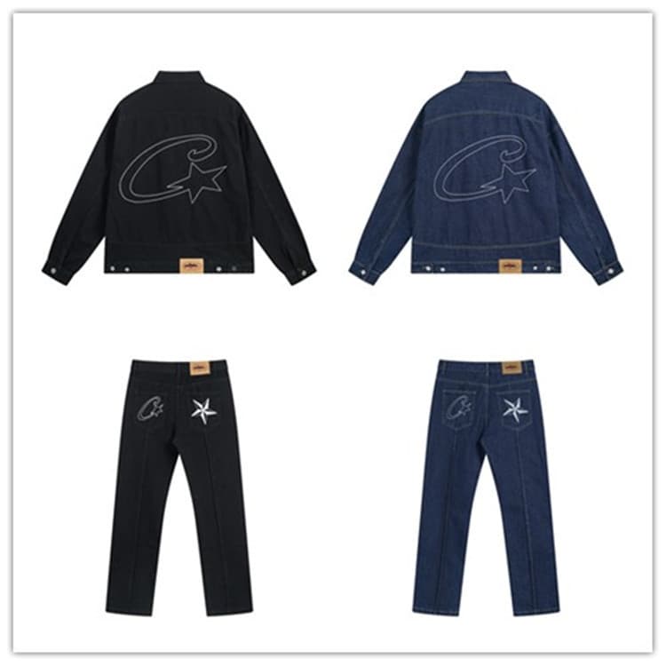 Men's Clothing New Jacket Suit Island Suit For High Street Couples, Trendy Denim Jacket, Casual Jeans