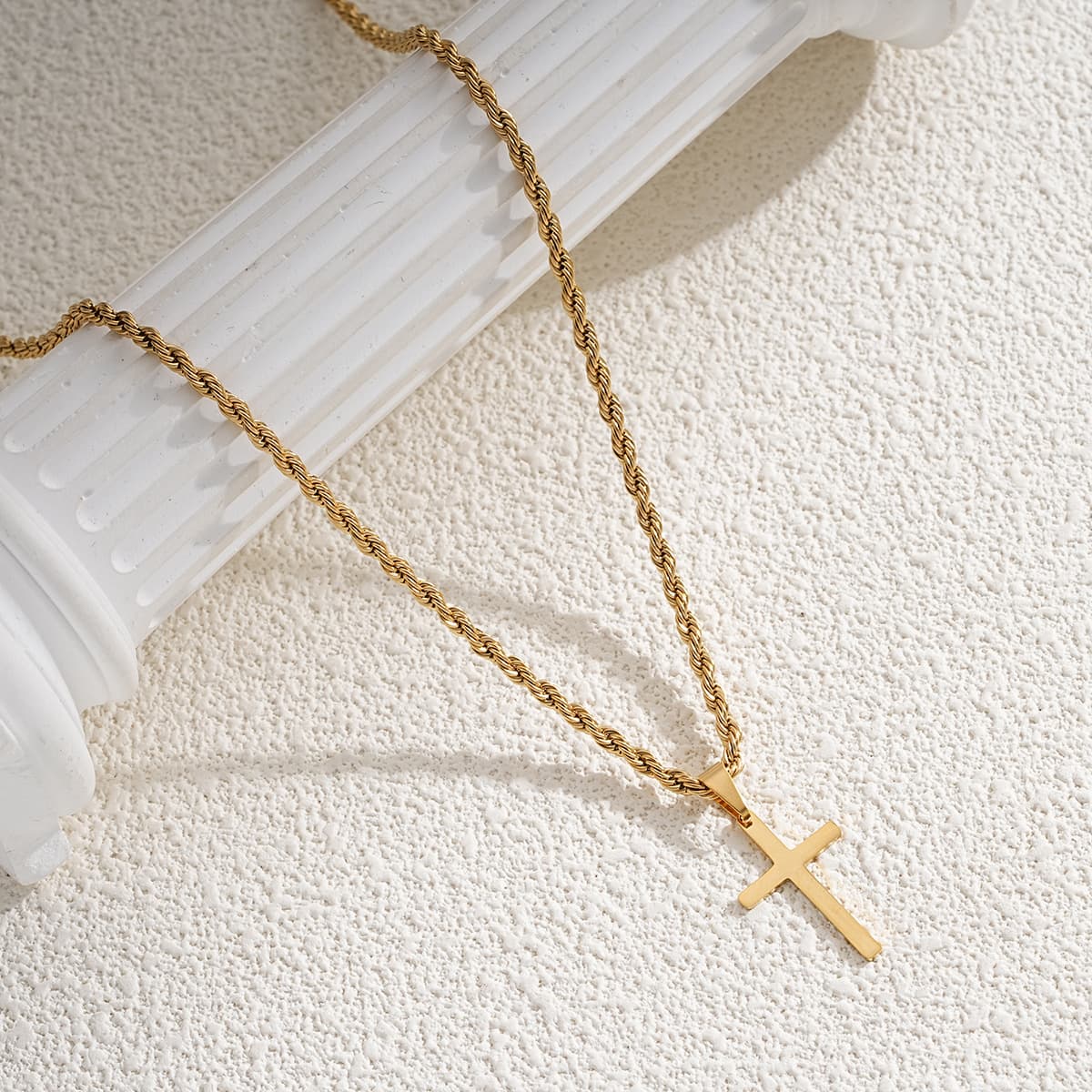 Collier unisexe avec pendentif en forme de croix et chaîne tendance style hip-hop pour homme