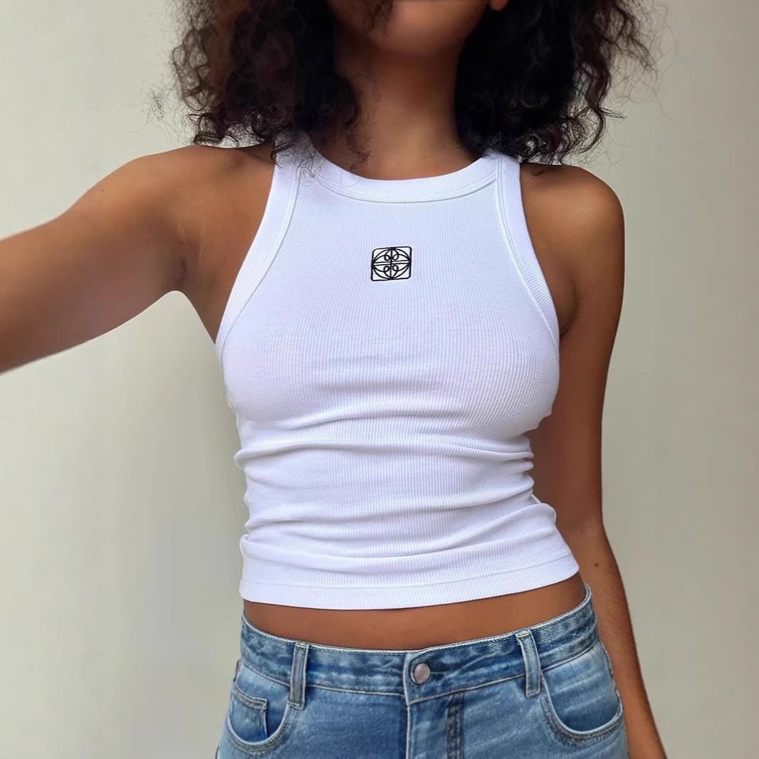 2025 New Fashion Y2K Spring And Summer Pattern Embroidery Slim Fit Personality Female Thread Pullover Vest