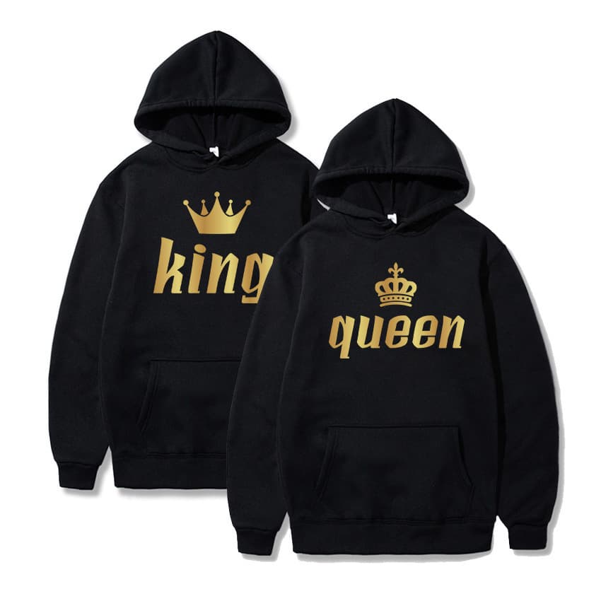 Autumn And Winter Pullover Hoodie Terry Sweater Hoodie Fashion Gold Letter Print Couple Sweater