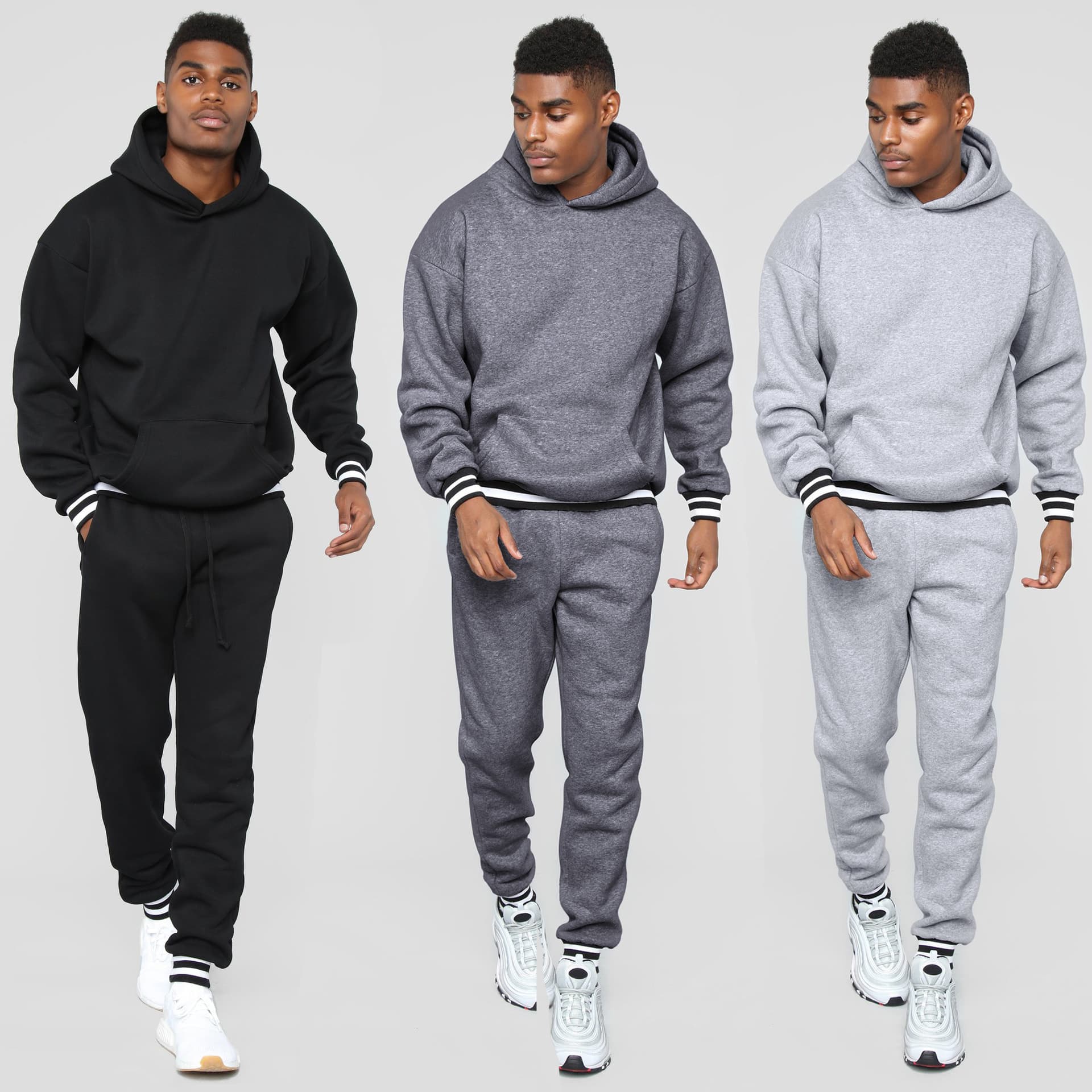 Men's Clothing Leisure Men's Set Popular Sports Suit Ruff Splicing Hooded Sweatshirt Casual Trousers Men