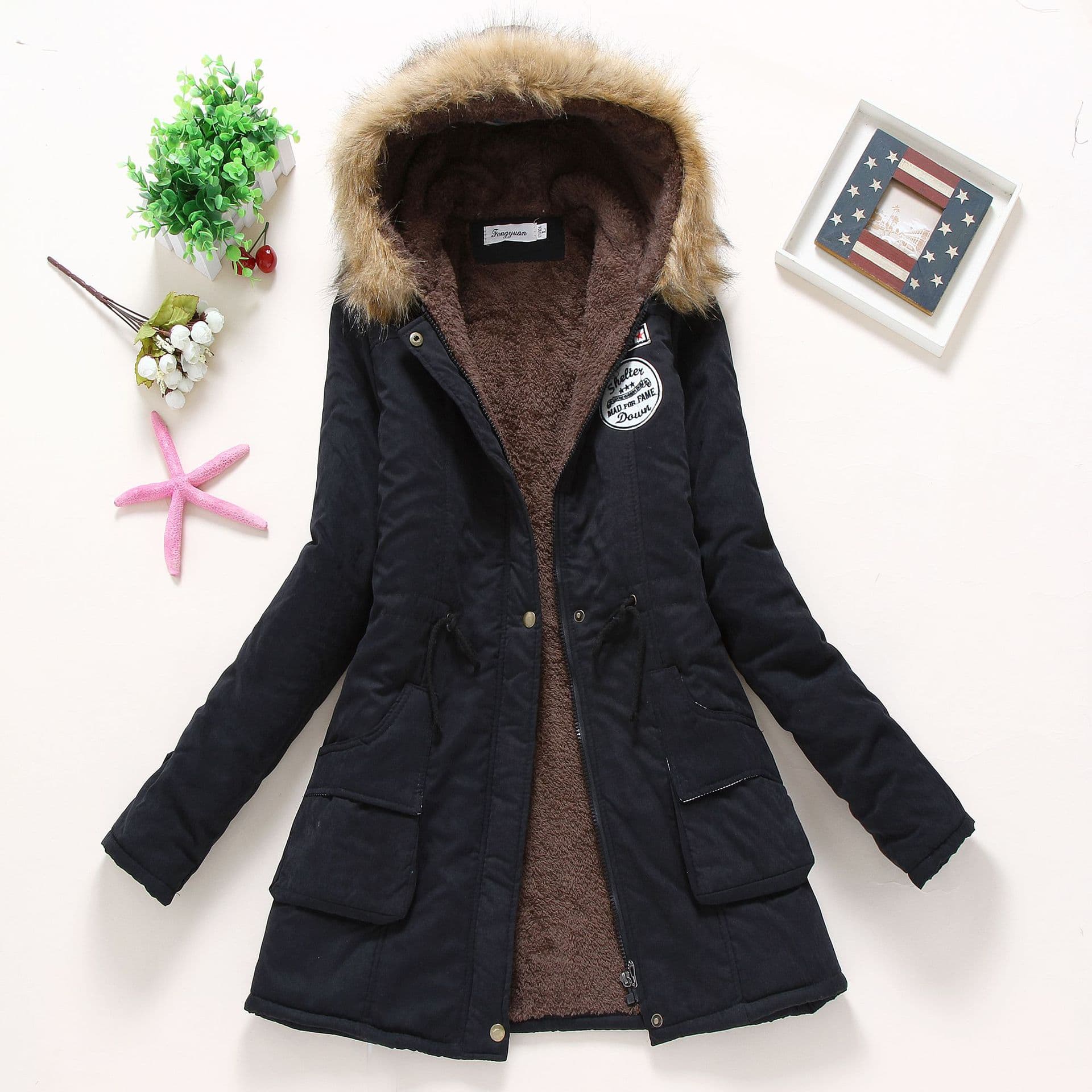 Women's Clothing Cotton-padded Clothes For Women Standard Long-sleeved Lamb Wool Cotton-padded Clothes For Women