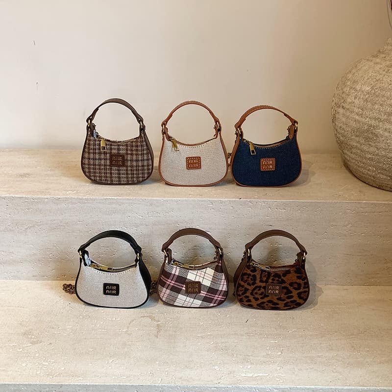 Kids Shoulder Bag - Leopard & Plaid Print Mini Handbag For Boys & Girls