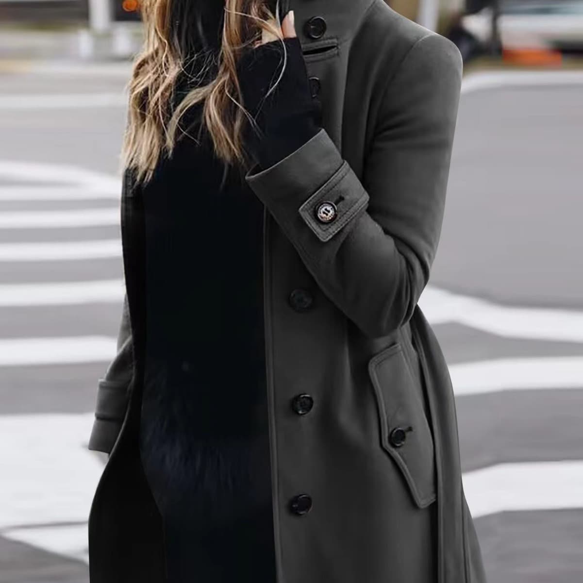 Women's Autumn and Winter Slim Fit Mid-Length Woolen Coat