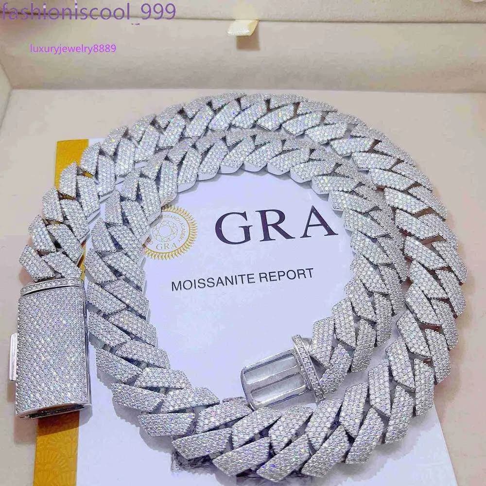 Iced Out Pass Diamond Tester Sterling Sier Necklace Vvs Moissanite Cuban Link Chain
